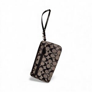 Coach Black and Tan Signature Wristlet